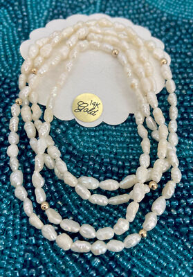 Vtg.14K Solid Gold Spacers Kashi Pearl  Endless Necklace 32  L