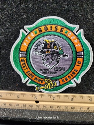 Vintage Boise Idaho Engine 10 West Side Dime Fire Fighter Patch Retired Design 