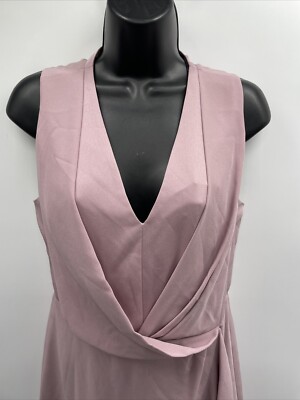 BCBGMAXAZRIA Women's V Neck Sleeveless Draped Ruffle Mauve
