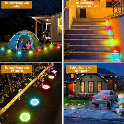 8 LED Solarleuchte Bodenstrahler Außen IP65 Gartenleuchten Garten Solarlampen DE - Bild 21 von 29
