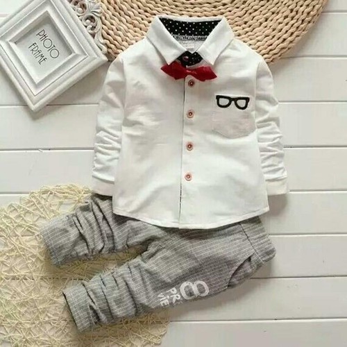 2 Pcs Baby Boy Clothes Toddler Kids Clothing Long Sleeve Pants Set Outfits (B) - Picture 5 of 9