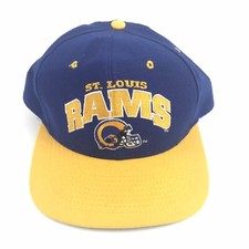Vintage Nutmeg St. Louis Rams Snapback Hat Adjustable 90s Hip Hop Blue Gold