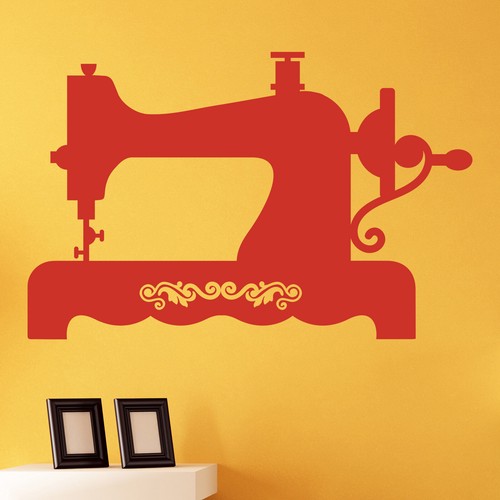 Old Style Sewing Machine Vintage Wall Sticker Decal Transfer Home Matt Vinyl UK - Picture 5 of 36