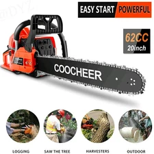 Gas Chainsaw 62CC 2-Stroke Chain Gas Powered Chainsaw Tree Stumps Wood Cutting^^