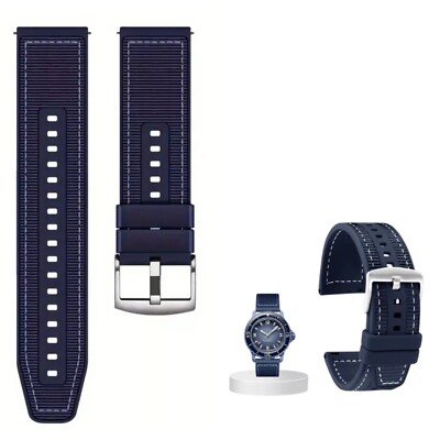 Premium Blancpain x Swatch Canvas Watch Strap for Scuba Fifty Fathoms 22mm, Blue