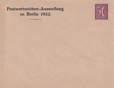 Privatumschlag PU 51 C 1 - Postwerteichen-Ausstellung Berlin 1922, unverklebt!