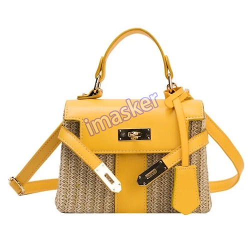 Mujeres Bolsos de Mano Tejidos Hombro Bandolera Bolsos Verano Playa Ratán Solapa Pequeña - Imagen 4 de 28