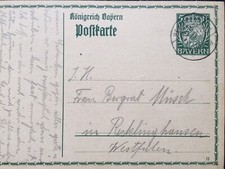 Bayern Postkarte Ganzsache P 93 Beuerberg 1916 - Recklinghausen gelaufen