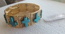 Charming Charlie Cross Crosses Stretch Bracelet Medium New Turquoise
