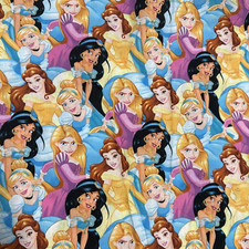 Princess Packed Disney For Springs Creative Cotton Fabric By the Yard 44" w 34"