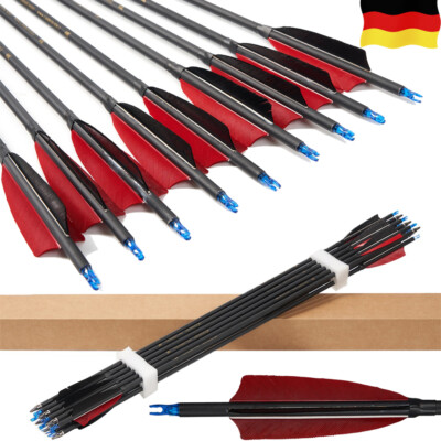 30Zoll Carbonpfeile Türkei Feder SP600 Bogenschießen Compound Recurve Bogen Jagd