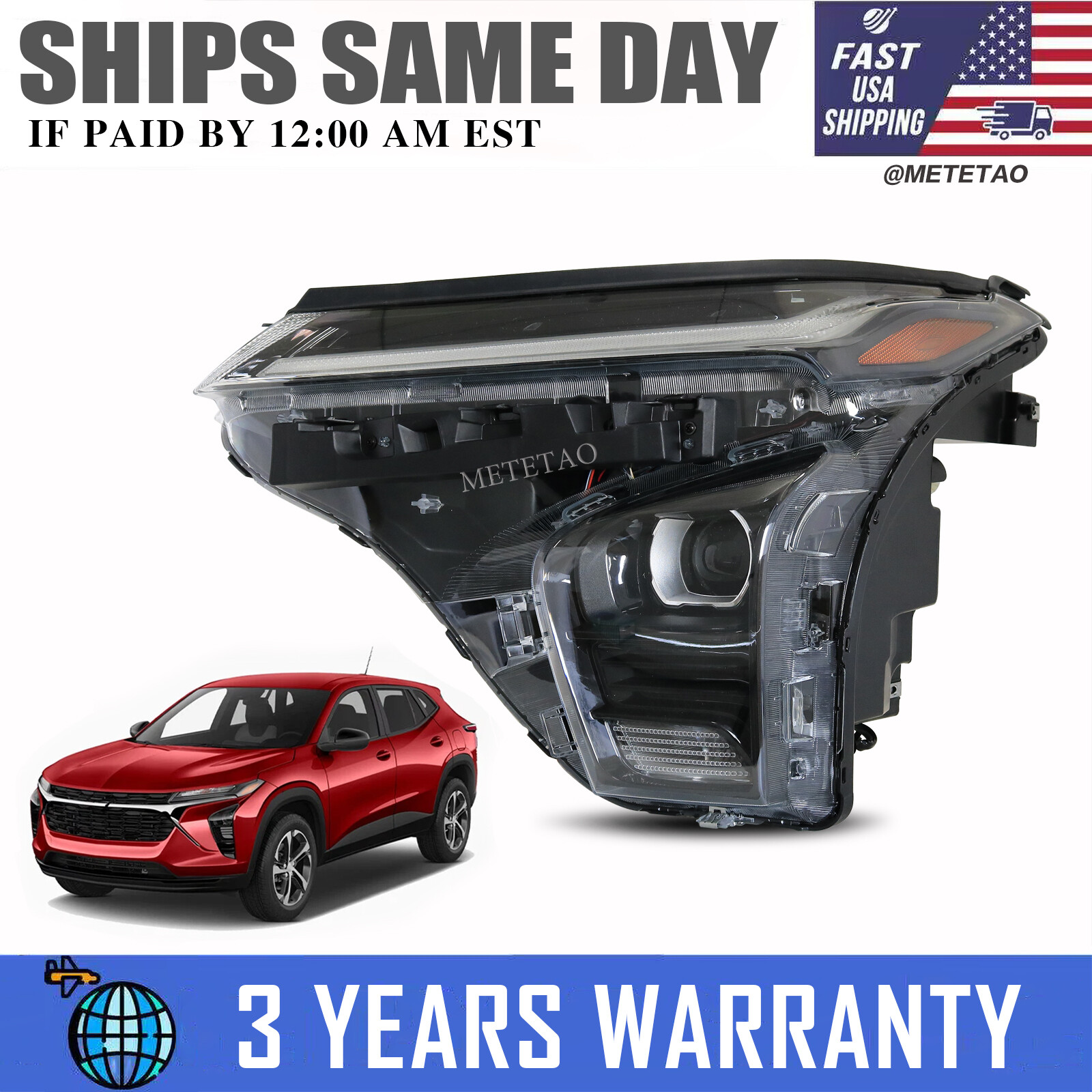 2024-25 Chevy Trax LT RS Active LED DRL Projector Headlight Left Driver Side