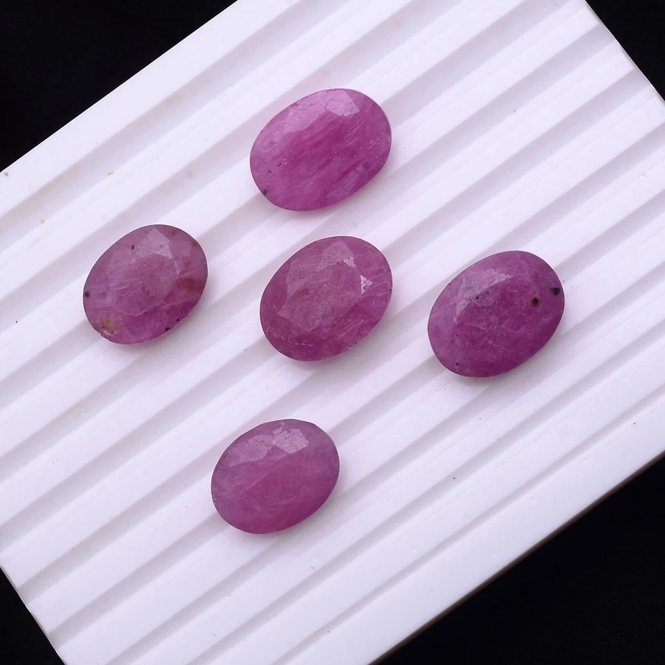 5 Pcs Natural Mozambique Ruby Untreated Oval Cut Dazzling Red Loose Gemstones - Image 4 of 4