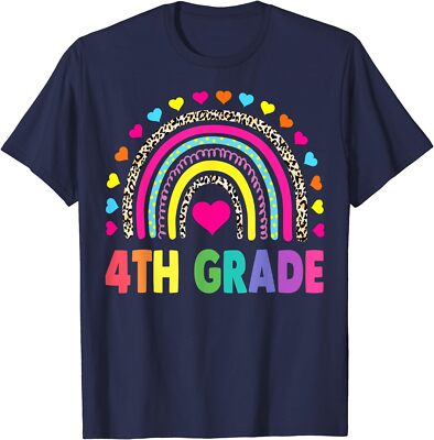 4rd Grade Education Leopard Rainbow School Funny Gift Unisex T-Shirt