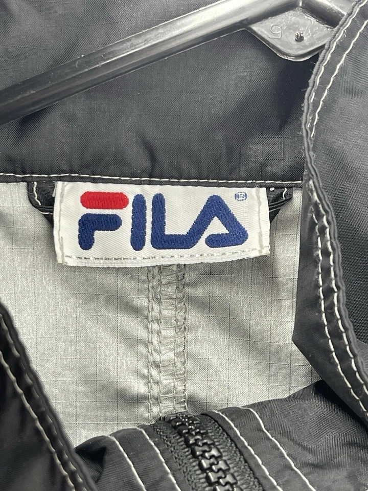 Vintage FILA Pullover 1/2 Zip Windbreaker Rain Coat Jacket Mens Size XL Black - Image 3 of 4