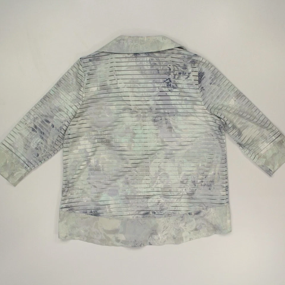 Chaqueta ligera Zenergy Chico's para mujer cremallera completa talla 2 (L) azul rayas transparentes Foto 2 de 4