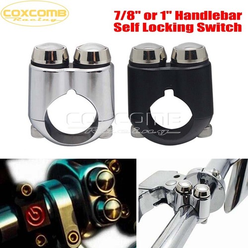 Motorcycle Handlebar Control Switch Self Latch Button Universal 7/8" or 1" Bar - Foto 1 di 19