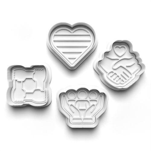 Inclusion Cookie Cutters + Stamps for Baking, Crafts 4 Cutters + 4 Stamps 0830