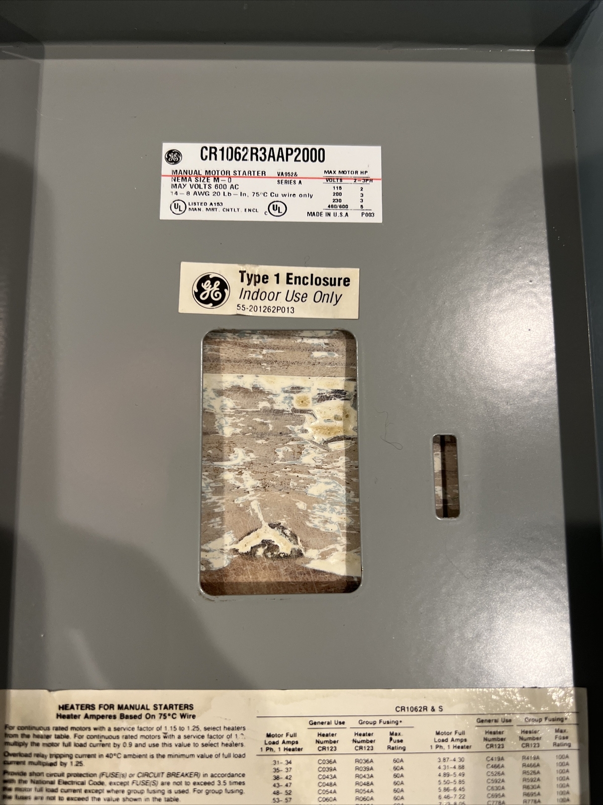 GE CR1062R3AAP2000 Manual General Electric Motor Starter 3 Pole 25A eBay