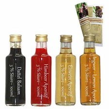 Essig Geschenkset | 4 x 100ml | Dattel Balsam - Himbeer - Eiswein - Limon Apfel 