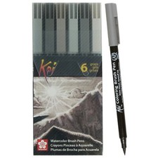 SAKURA Koi Coloring Brush Pen Set - Watercolor Brush Pen Set - Assorted Gray ...