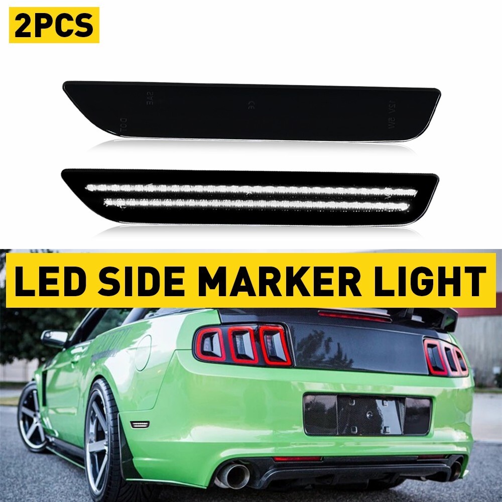 2010-2014 Ford Mustang Smoked LED Rear Side Marker Bumper Lights