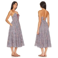 NWOT Free People Going Steady Midi Dress in Taupe Combo Sz L