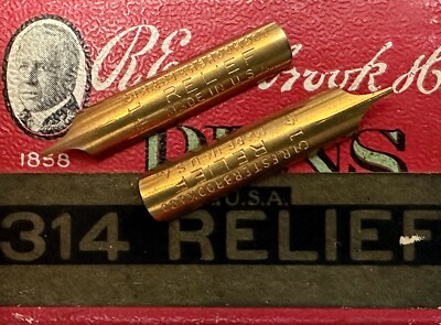 Two Vintage Esterbrook 314 Relief Dip Pen Nibs