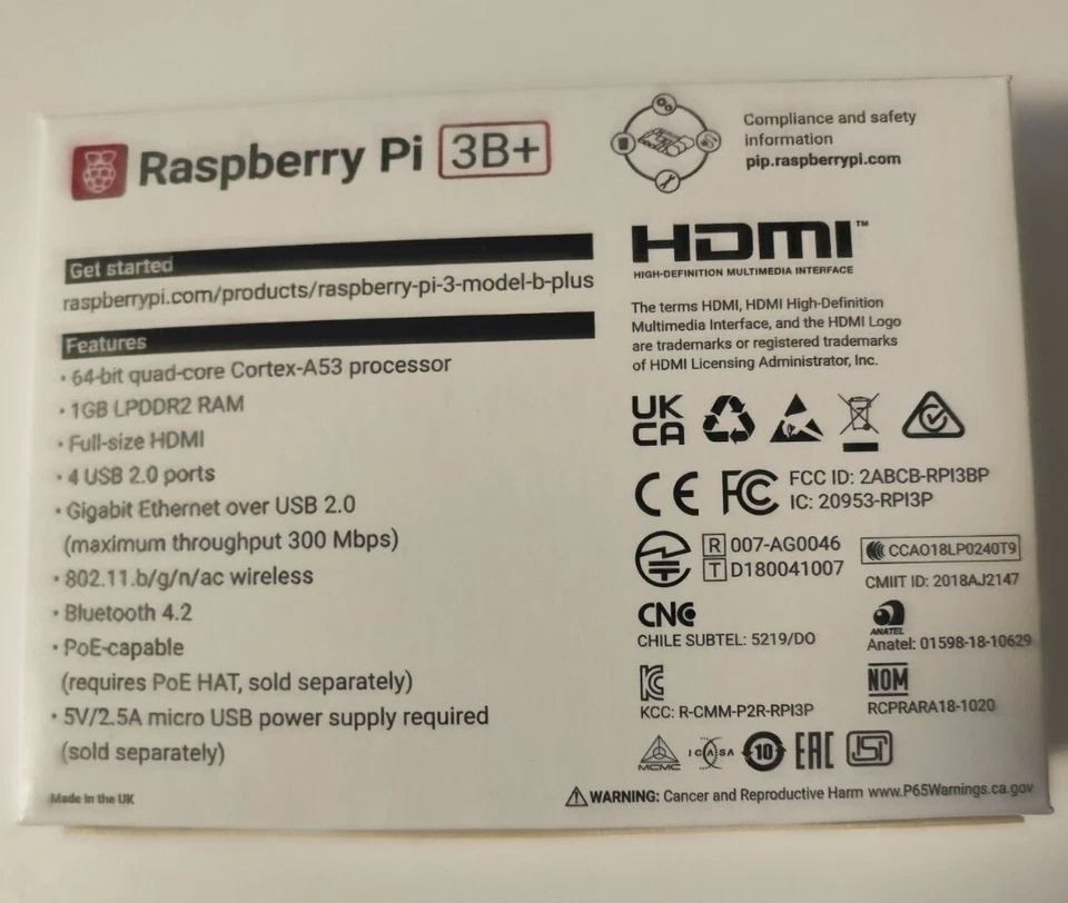 2017 Raspberry Pi 3 Model B+ Plus 1.4 GHz 64Bit Quad WLAN 5GHz + CPU Heatsink  - Bild 2 von 4