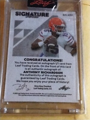 2023 Leaf Signature Series #1/1 ANTHONY RICHARDSON Autograph 2023 Leaf Signature Series #1/1 ANTHONY RICHARDSON Autograph