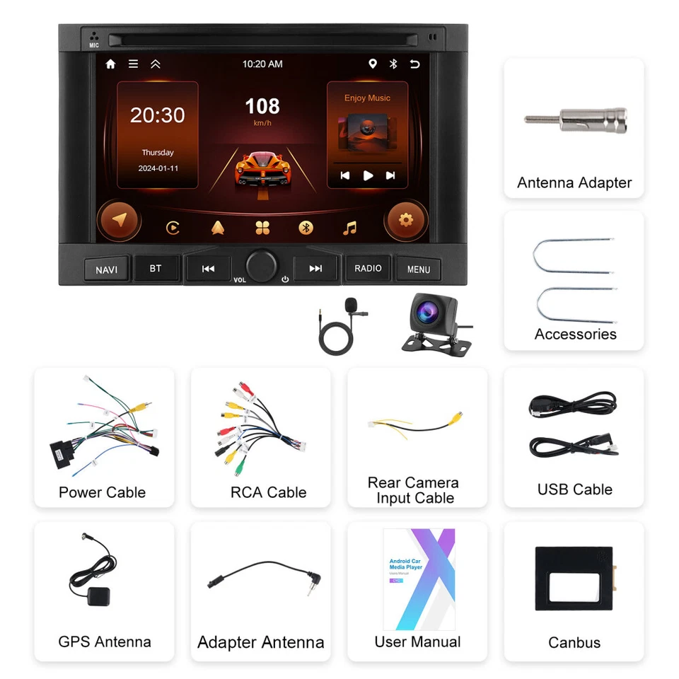 2+64G Android 15 Für Citroen Berlingo 2010-2016 Autoradio Carplay GPS Navi +Kam - Bild 4 von 4