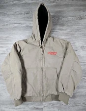 Dri Duck Jacket Mens Small Brown Hooded Canvas Work Zip Diamond Fleece Lined 