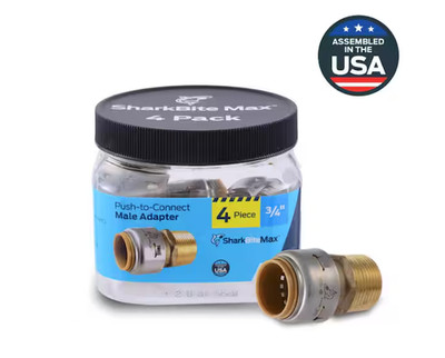4PK SharkBite Max 3/4 in. Push-to-Connect x MIP Brass Adapter Fitting Pro