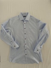 Proper Cloth Men  s Non-Iron Cotton Button Down Dress Shirt Blue White Size Large
