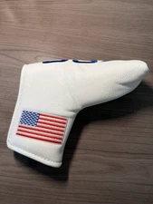 Golf Putter Blade Headcover USA White American Flag Embroidered, New