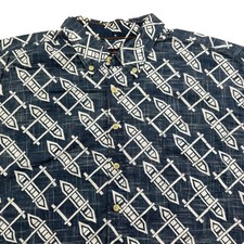Reyn Spooner Shirt Mens 2XL Blue Short Sleeve Button Up Boat Print Cotton