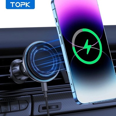 TOPK 15W MagSafe Car Charger Wireless Phone Mount Fast Charge iPhone