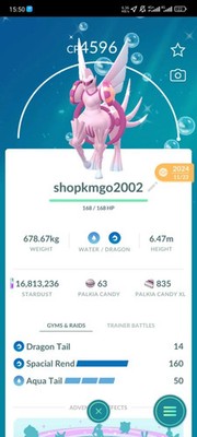 Shiny Palkia Origin Form Lv50-3moves --Skill Spacial Rend - Read description