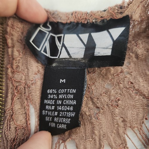 Camicia pizzo marrone donna media spalla fredda vedere attraverso boho uncinetto senza schiena - Foto 15 di 15