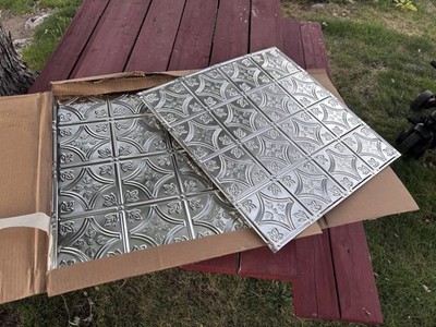 Great Lakes 2ft x 2ft Hamilton Tin Ceiling Tile unfinished case with 25, READ
