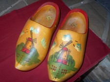 Vintage Hand Painted Made in Holland Dutch Clogs Wooden Shoes
