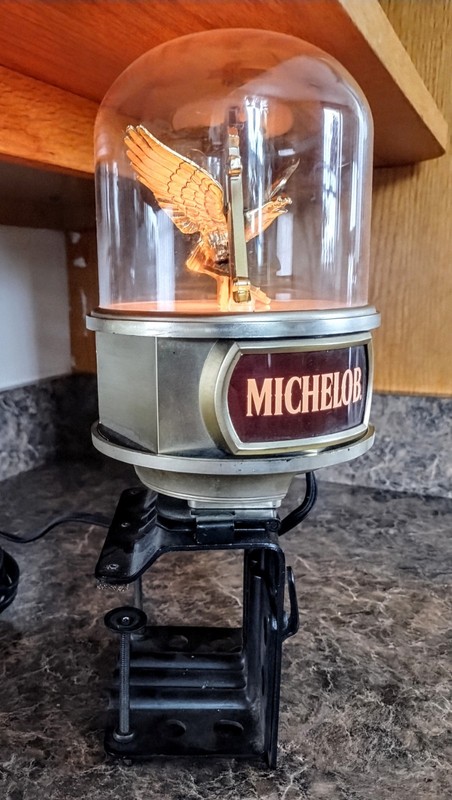 Michelob Lighted Globe Electric Adjustable Clamp On Table Bar Lamp Barware