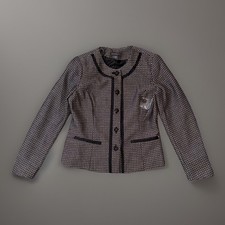 NWT Button Front Blazer Jacket S CHIC BlackWhite Tweed Contrast Trim Fully Lined