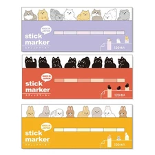Mind Wave Sticky Note Page Marker Set of 3 - Long-haired Cat, Black Cat & Rabbit