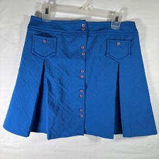 VTG USA Double Knit Mini Skirt Blue Box Pleats 60-70s Y2K Academia Preppy