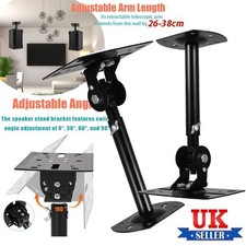 2X Telescopic Speaker Wall Ceiling Mount Stand Adjustable Swivel Tilt Bracket UK