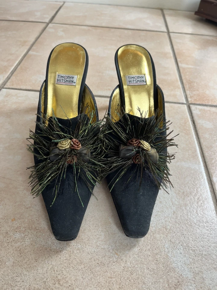 Mules de tacón Timothy Hitsman Avant Garde negras vintage años 90 para mujer talla 6 Foto 2 de 4