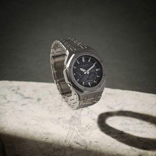 Casio GA-2100 G-Shock Watch – Sandblasted Metal Case Mod – Black Dial