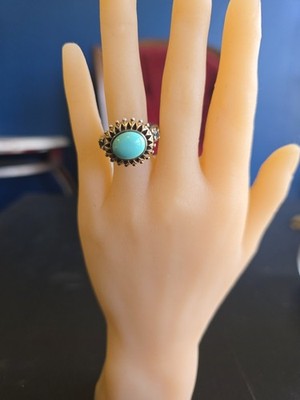 Barbara Bixby Ring Sterlingsilber und 18 Karat Gold und Türkis Größe 9