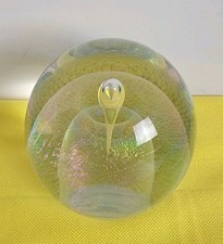 3.25" RW Stephan Signed Studio Glass Iridescent Prismatic Paperweight Sphere.